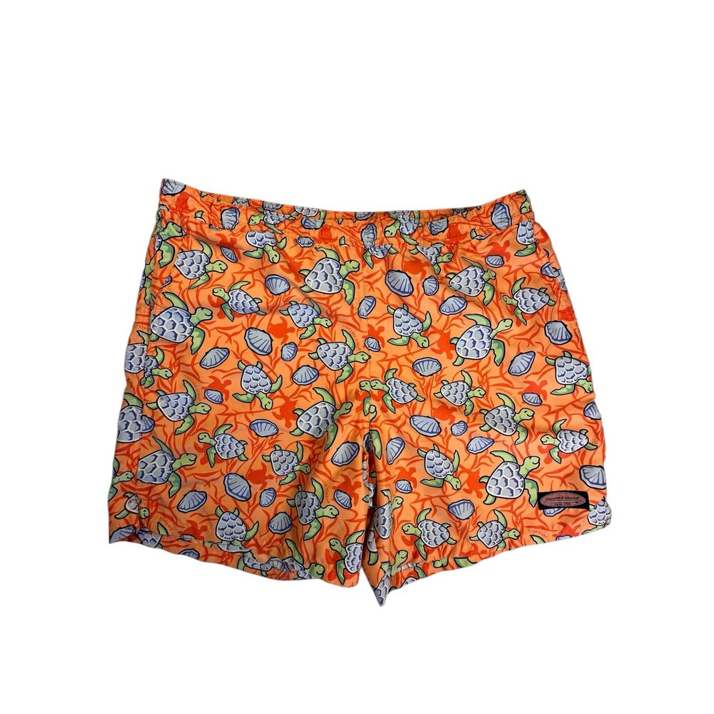 Vineyard Vines Turtle Print Swim Trunks – Orange – Size L